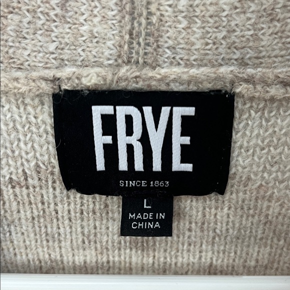 Frye Women's Geometric Pattern Cardigan in Beige and White - Picture 2 of 4